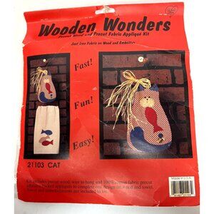 Wooden Wonders Cat Design Precut Wood & Cotton Fabric Applique Kit